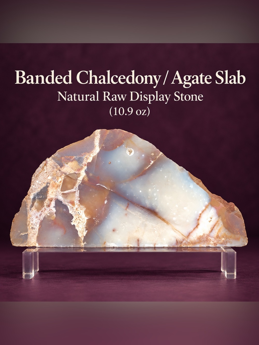Banded Chalcedony / Agate Slab | Natural Raw Display Stone | 10.9 oz